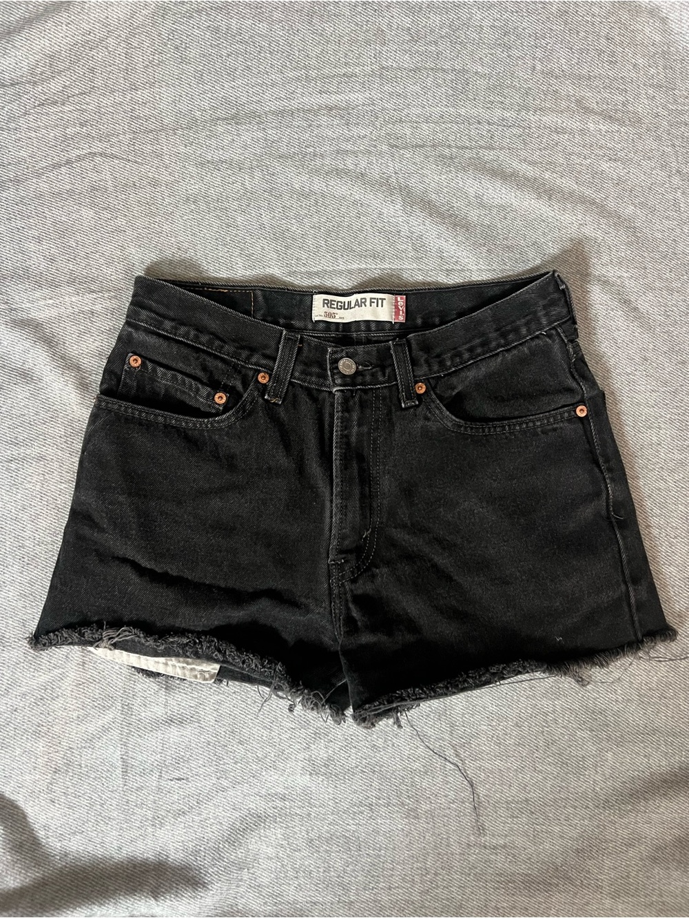 Levi's Black Regular Fit Denim Cutoff Shorts